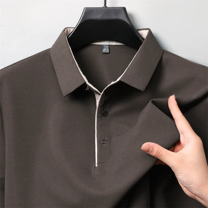 Men's Business Casual Long Sleeve Polo Shirt
