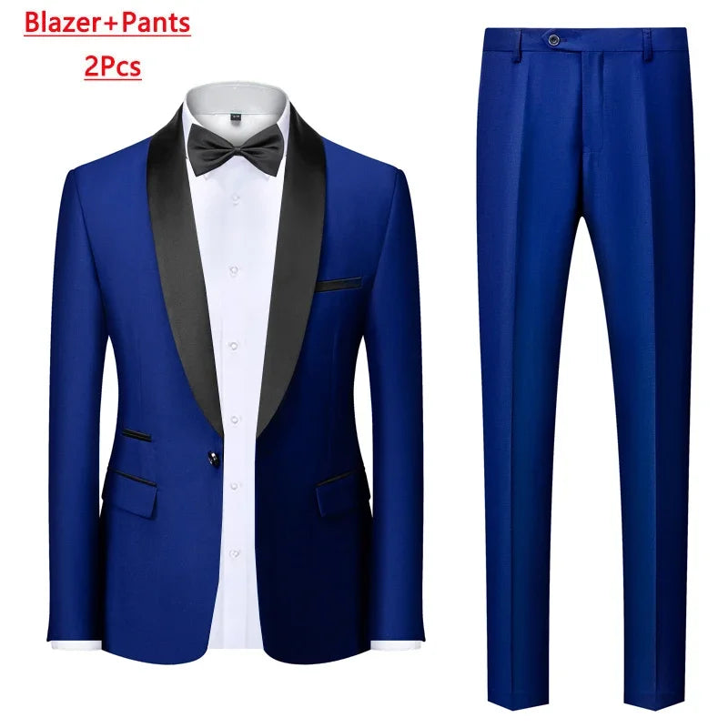Men's 3-Piece Polyester Viscose Formal Suit – Blazer, Vest & Pants