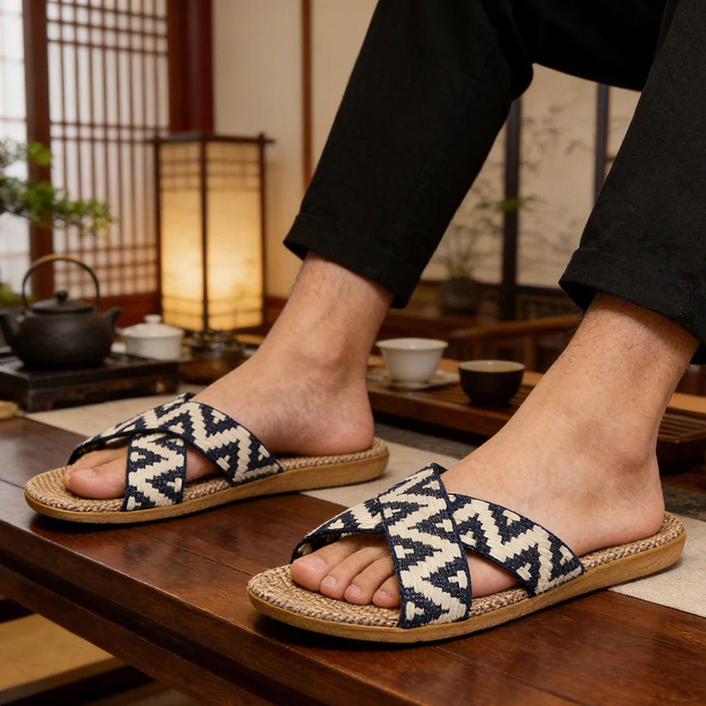Men's Linen Indoor Slippers