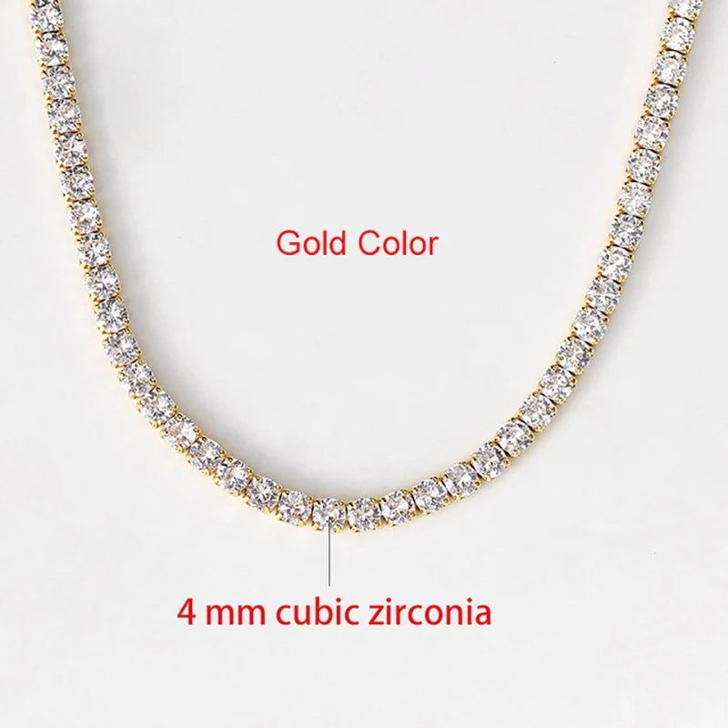 Collier chaîne tennis Hip Hop glacé pour hommes et femmes, luxe avec cristaux de zircon cubique, accessoire de cou court style rock, bijoux OHN016