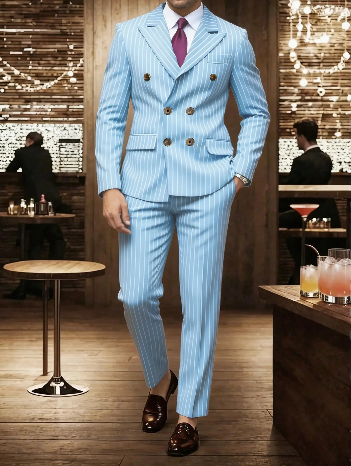 Brown Striped Two-Piece Suit
