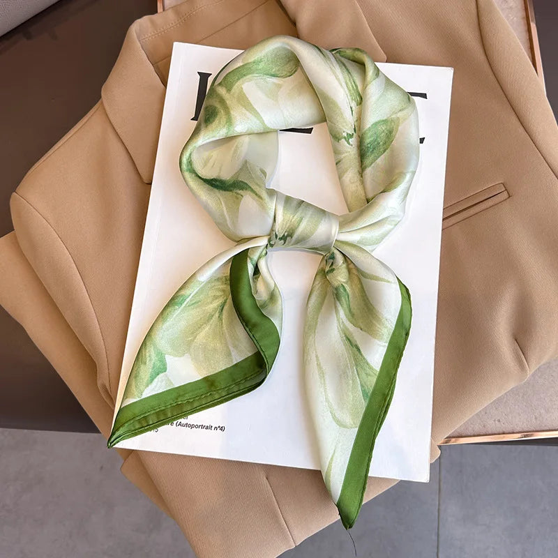 Foulard pour femme 70X70cm mode 2025, imprimé, pashmina, foulard en soie, châle carré, bandeau décoratif, tour de cou, design de luxe, bandana