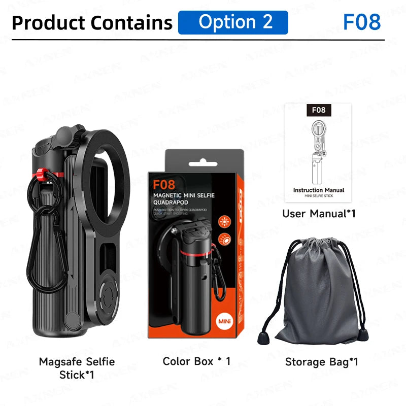 Magnetic Selfie Stick Tripod with Fill Light & Bluetooth Remote