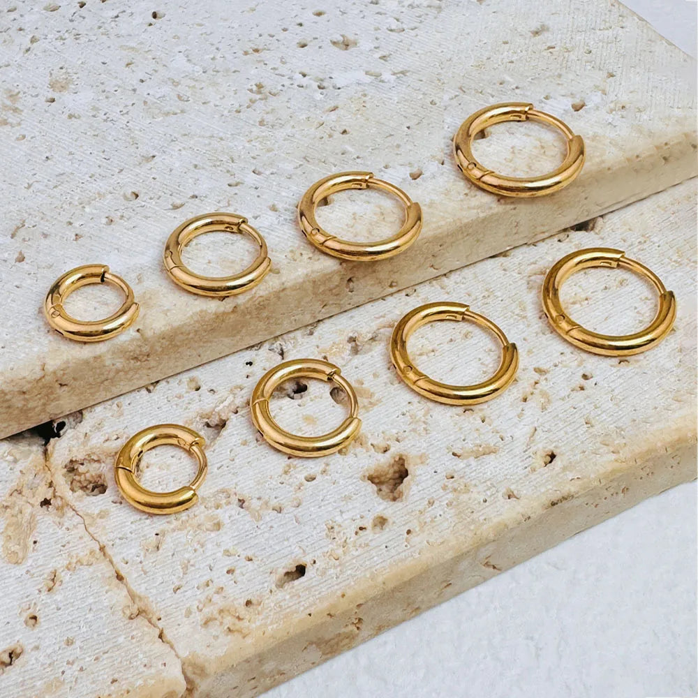 Stainless Hoop Earrings Set