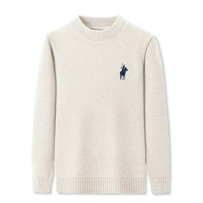 Herren-Strickpullover mit Stickerei – Rundhalsausschnitt