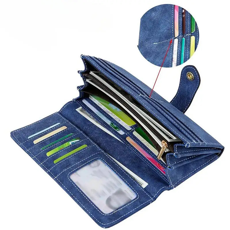 Women's Nubuck Leather RFID Clutch Wallet