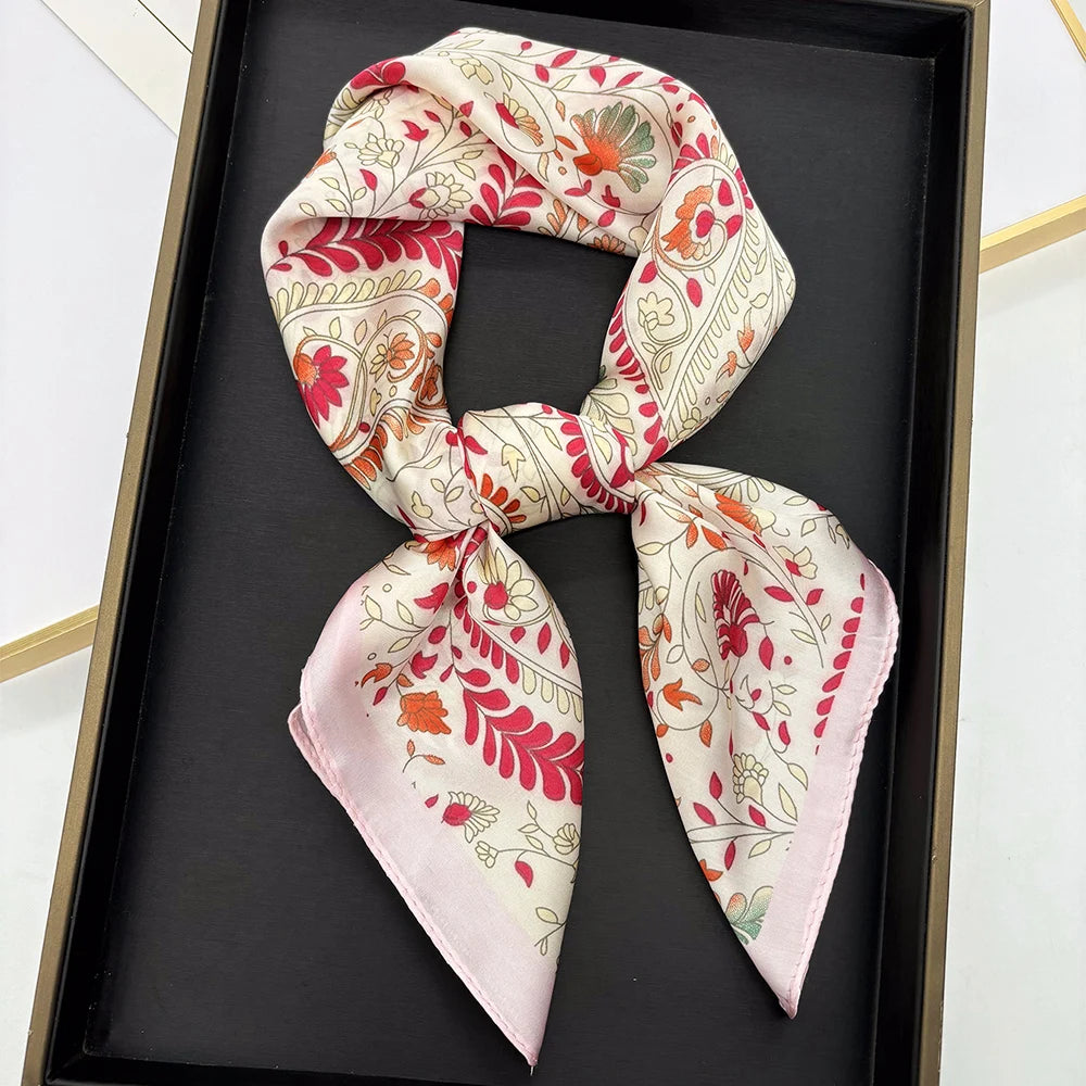 Pink Floral Square Scarf