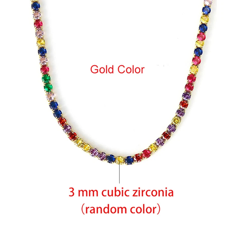 Collier chaîne tennis Hip Hop glacé pour hommes et femmes, luxe avec cristaux de zircon cubique, accessoire de cou court style rock, bijoux OHN016