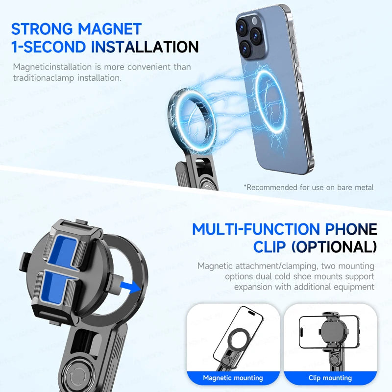 Magnetic Selfie Stick Tripod with Fill Light & Bluetooth Remote