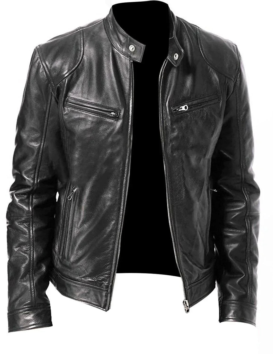 Men's Faux Leather Motorcycle Biker Jacket