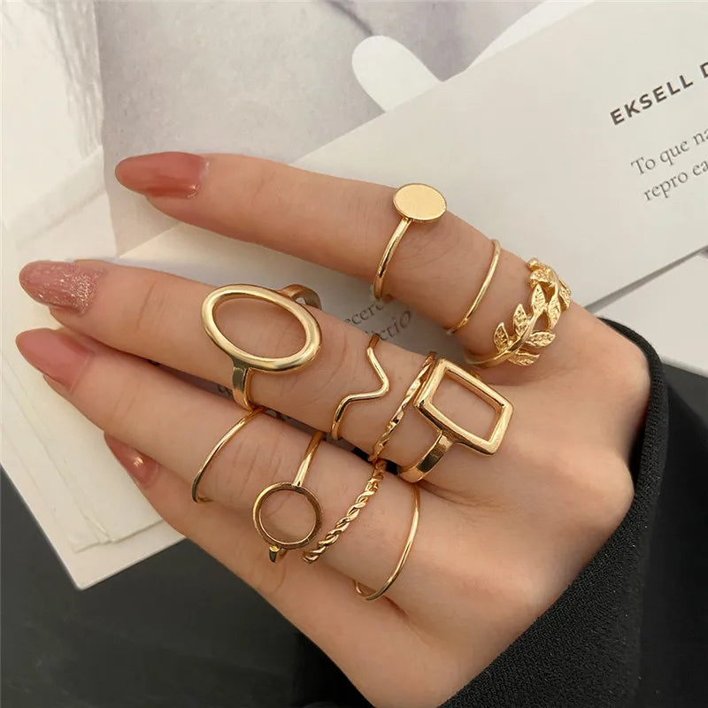 Silver Crystal Rings Set