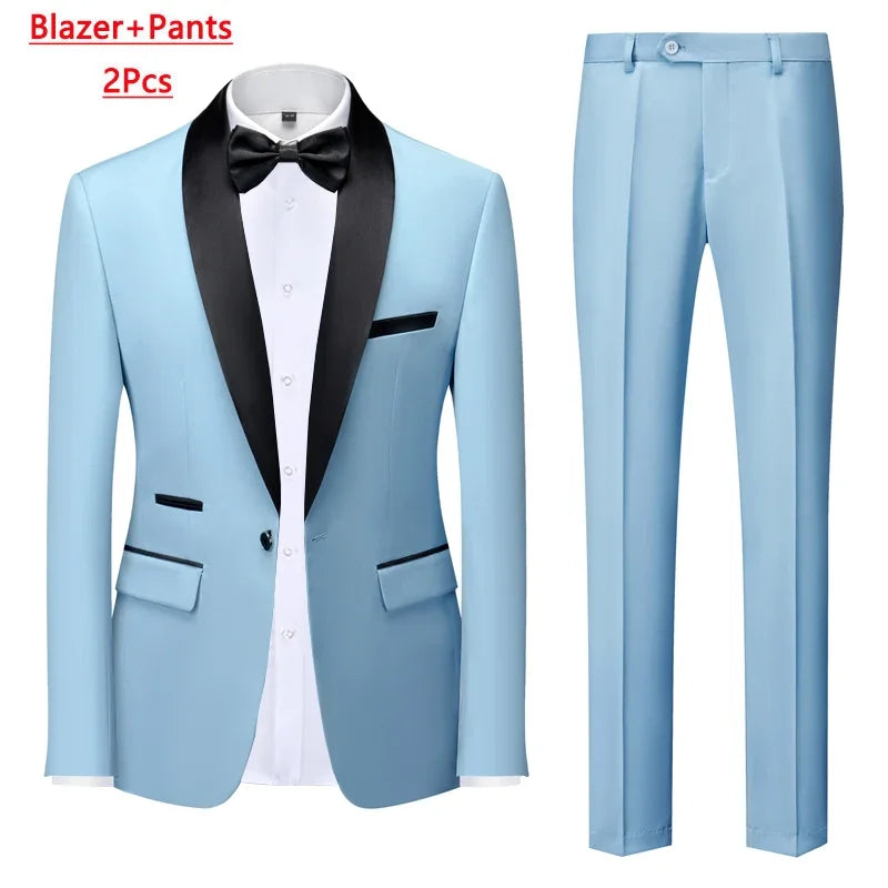 Men's 3-Piece Polyester Viscose Formal Suit – Blazer, Vest & Pants