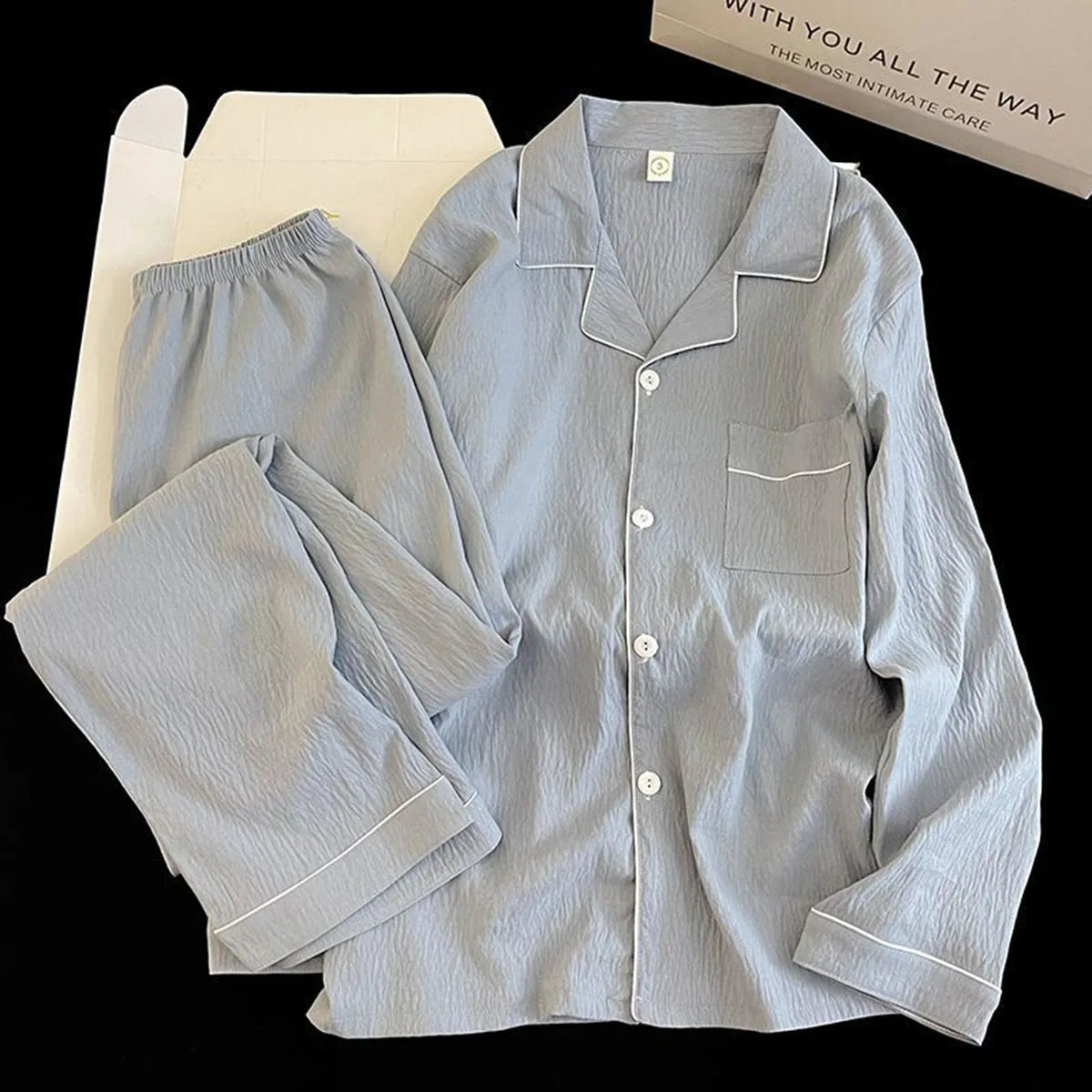 Set pigiama da uomo autunnale, nuovo, tinta unita, semplice, taglie forti, con bavero, maniche lunghe, 2 pezzi, pigiama da uomo casual, morbido, oversize, abbigliamento da casa