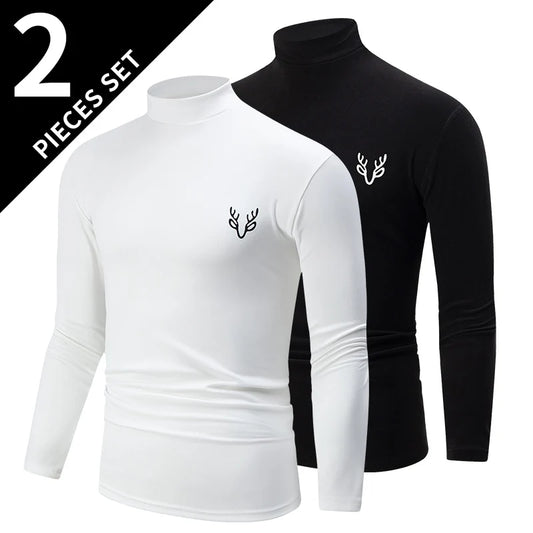 Men's Turtleneck Long Sleeve Shirt – 1/2 Pack