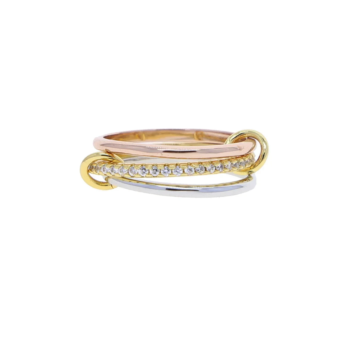 Anelli alla moda in oro e argento, placcati in oro 18k, set da 4 pezzi impilabili con zirconi scintillanti, ideali come gioielli da festa per donna
