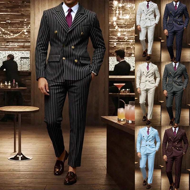 Brown Striped Two-Piece Suit