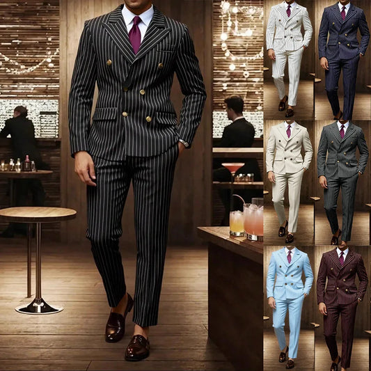 Brown Striped Two-Piece Suit