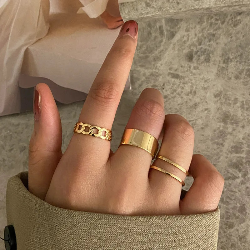 Silver Crystal Rings Set