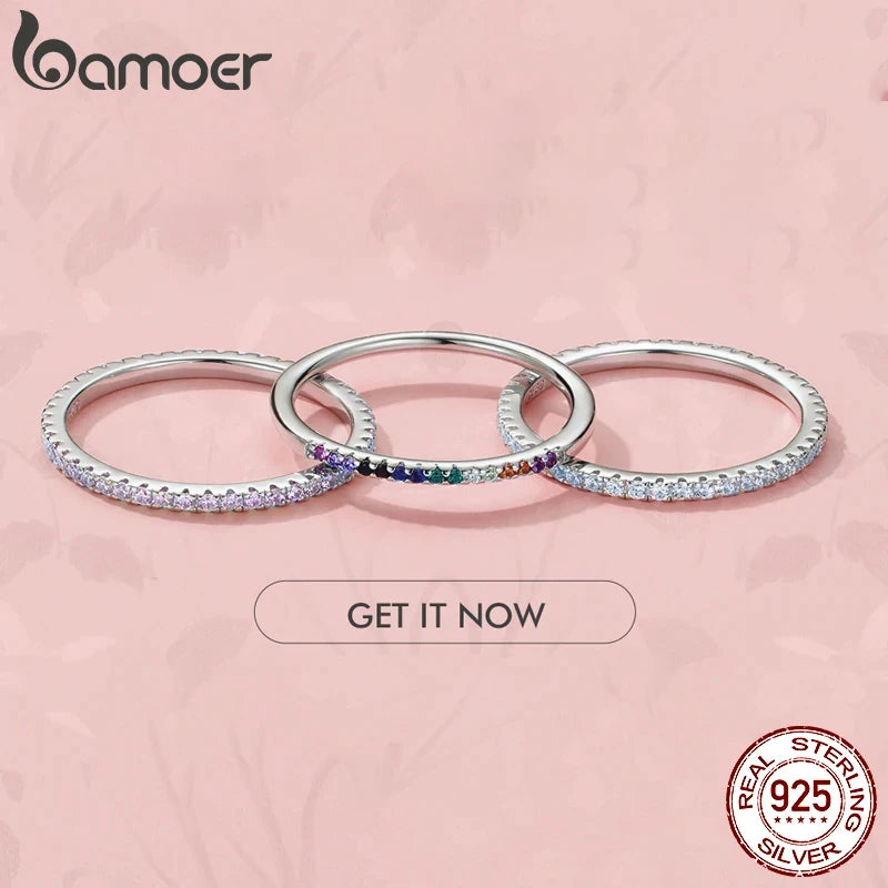 BAMOER 925 Sterling Silver Simulated Diamond Ring