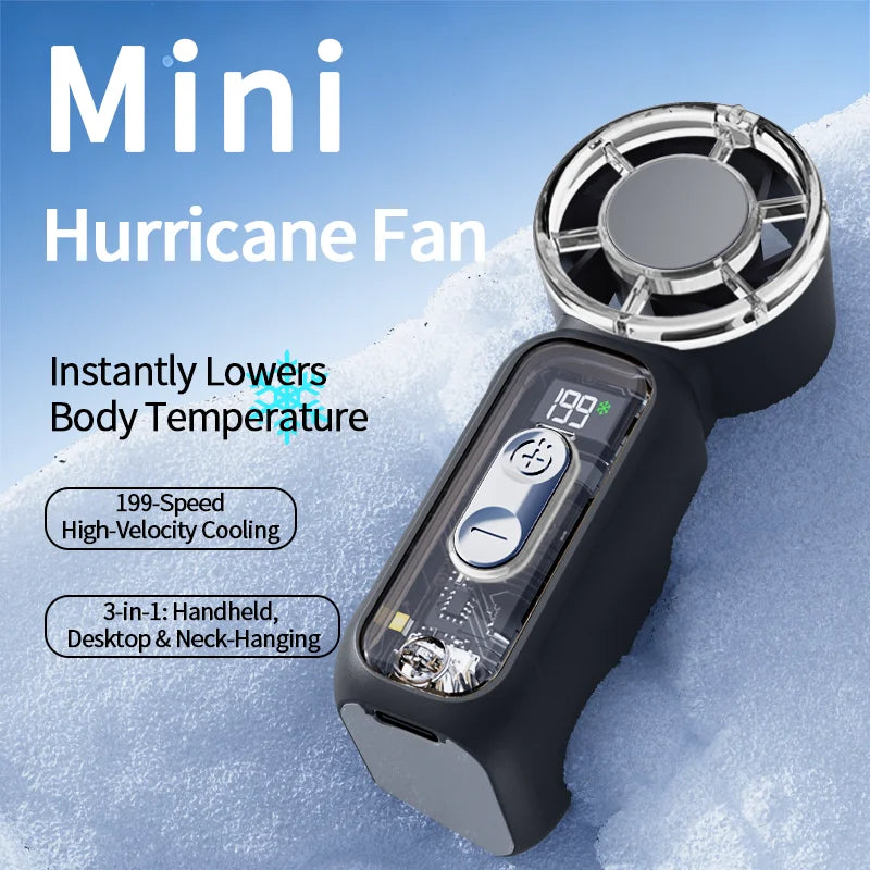Super Mini Handheld Fan with Digital Display (USB Rechargeable)