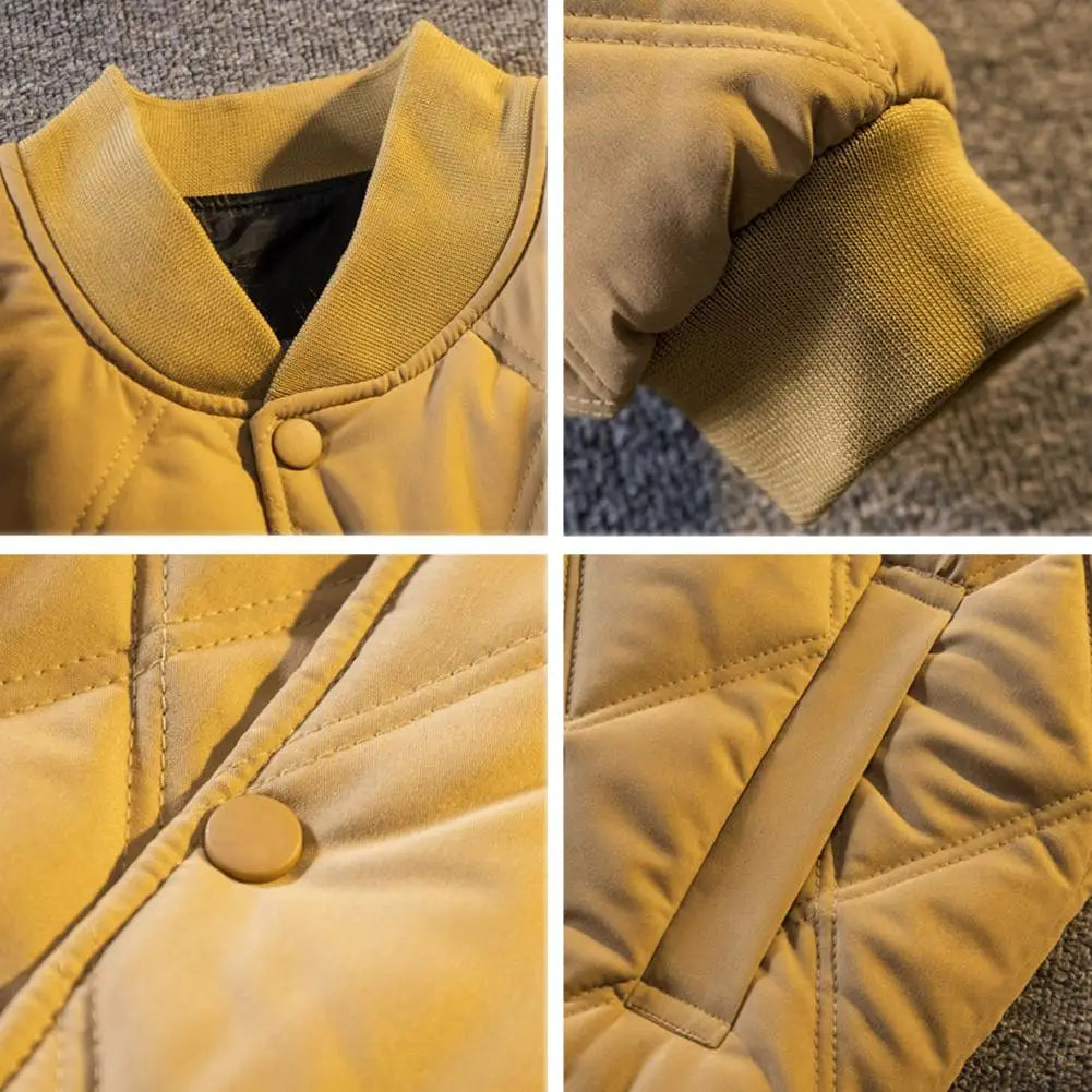 Men's Winter Padded Bomber Jacket – Quilted, Loose Fit