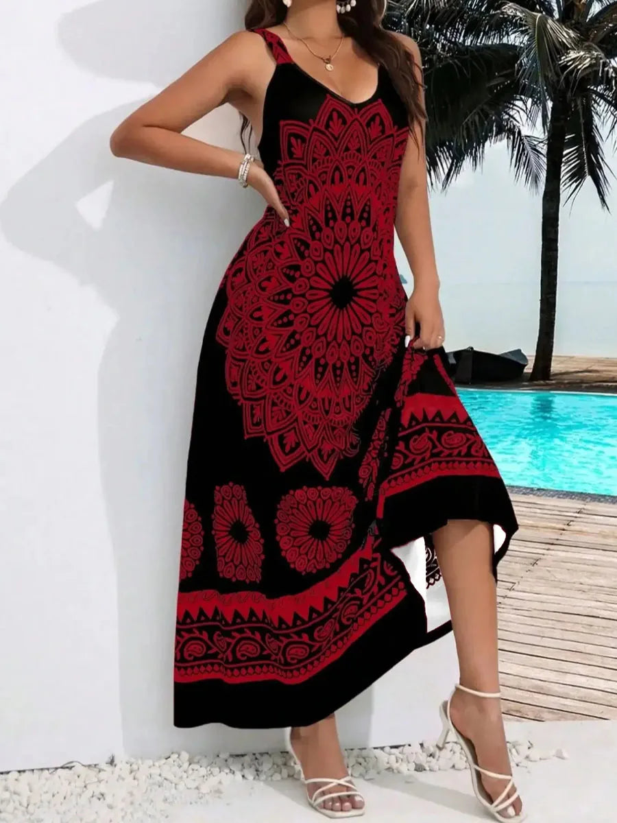 Women's Plus Size Bohemian Suspender Dress – Backless