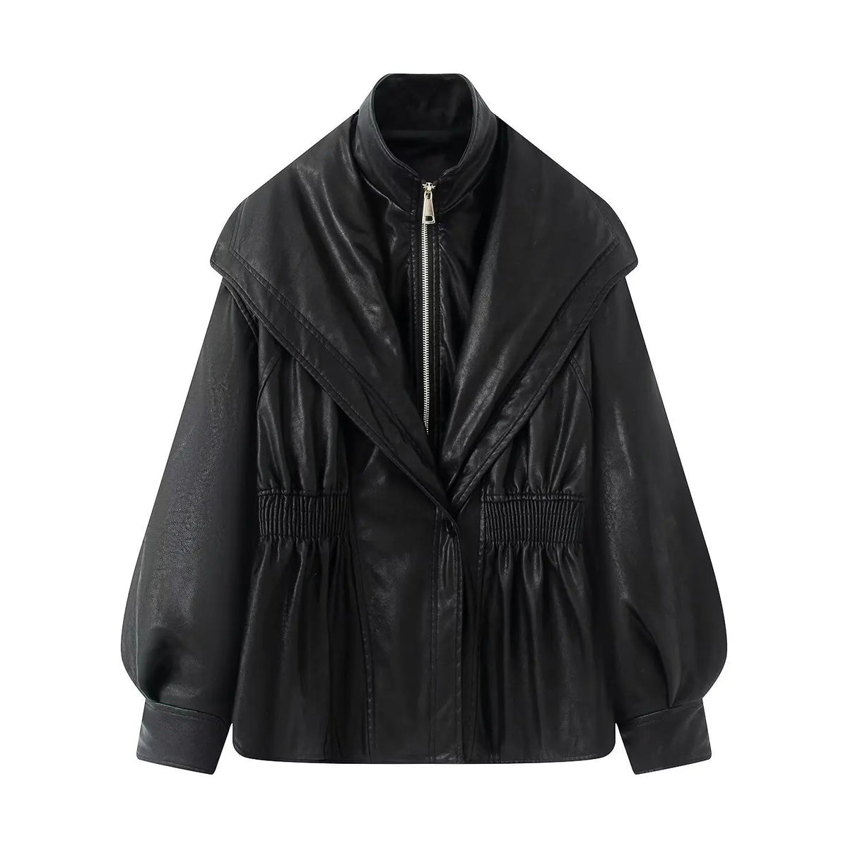 Women's Brown PU Leather Jacket – Zipper, Lapel