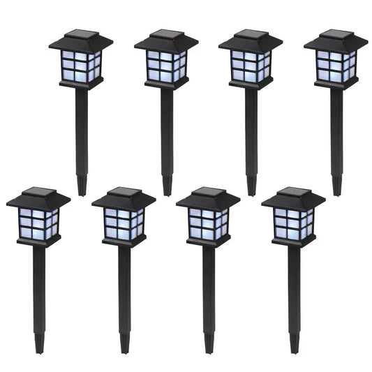 8-pack solar lantern path lights with light-sensor for garden