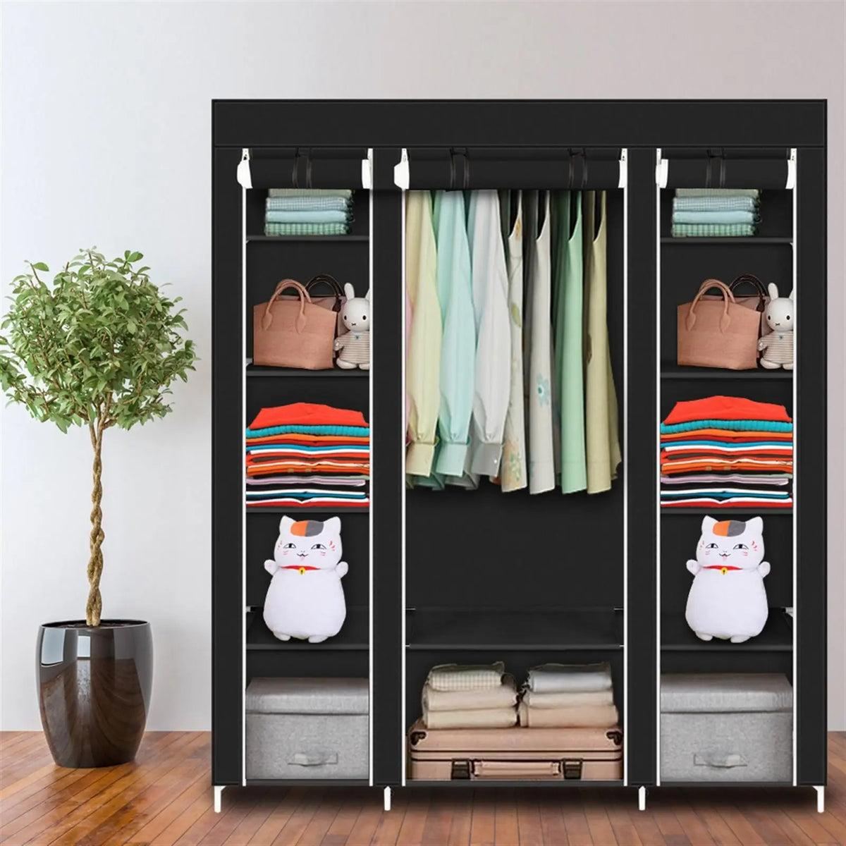 Tragbarer Stoffkleiderschrank, 69 Zoll