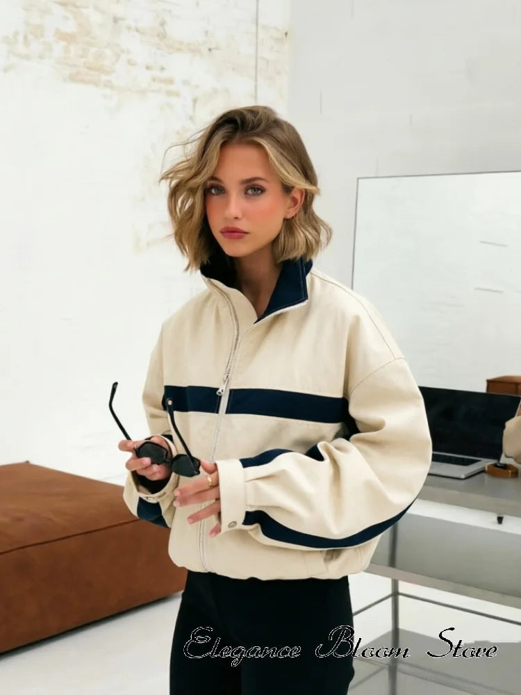 Women's Colorblock Zip-Collar Jacket