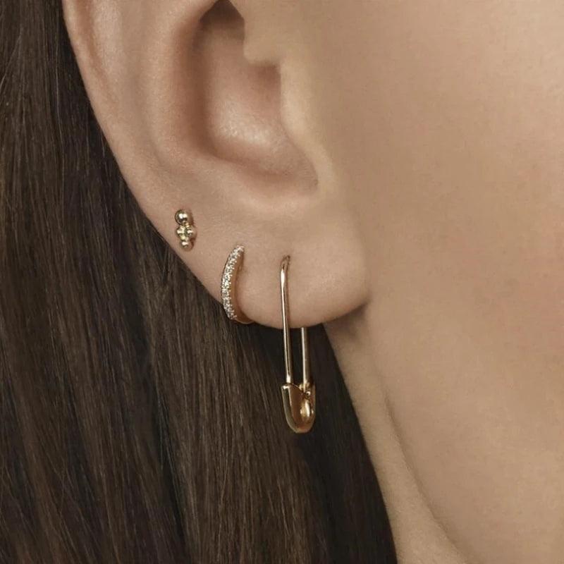 Safety Pin Leverback Earrings