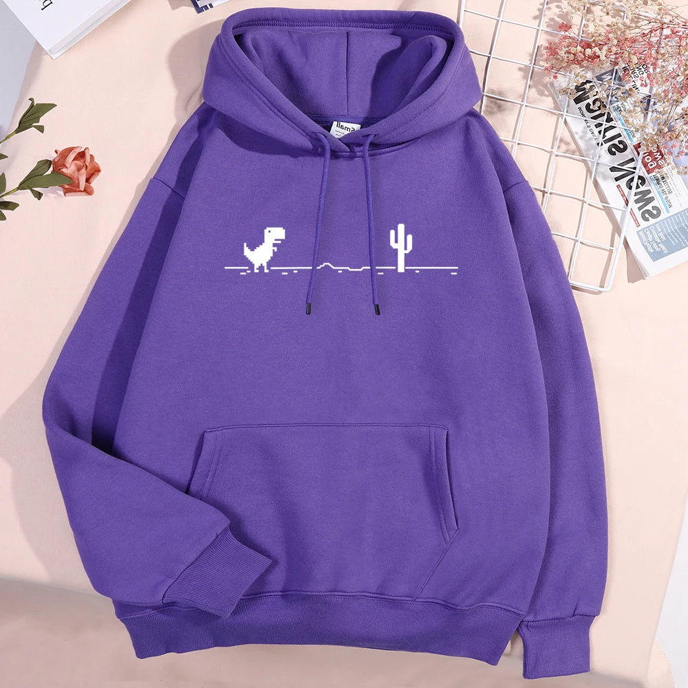 Unisex Dinosaur Graphic Hoodie – Pullover, Pocket