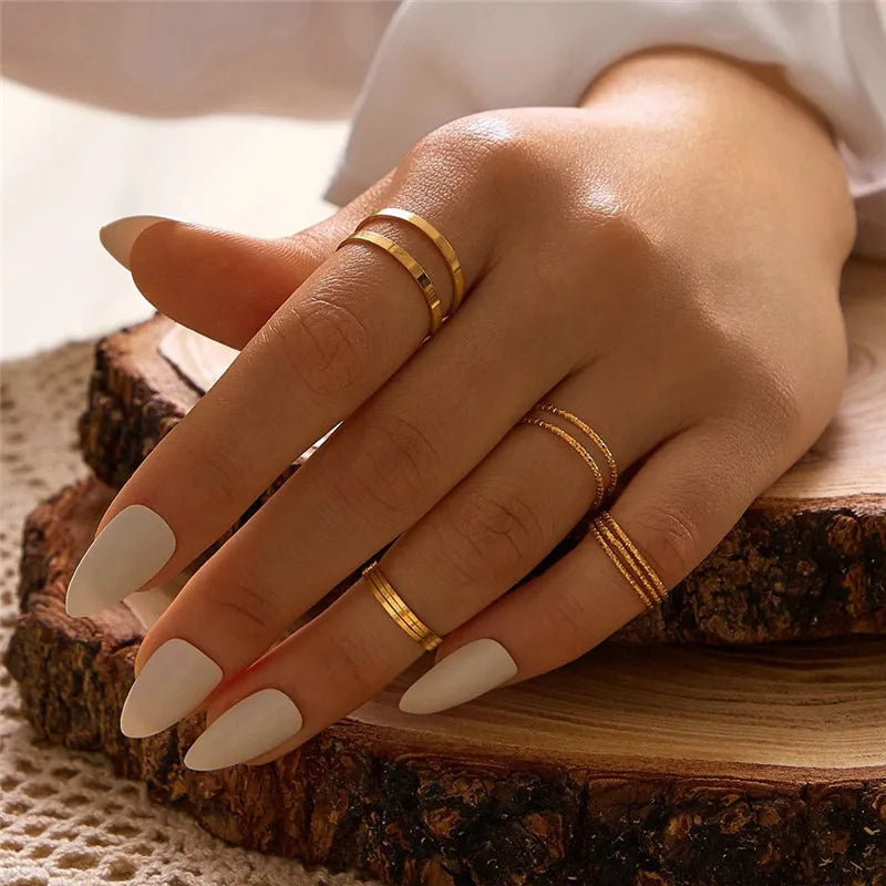 Silver Crystal Rings Set