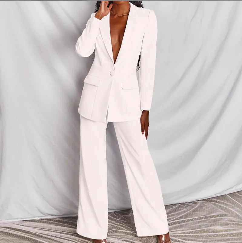 Ensemble deux pièces pour femme style tailleur occidental, tenue de travail professionnelle