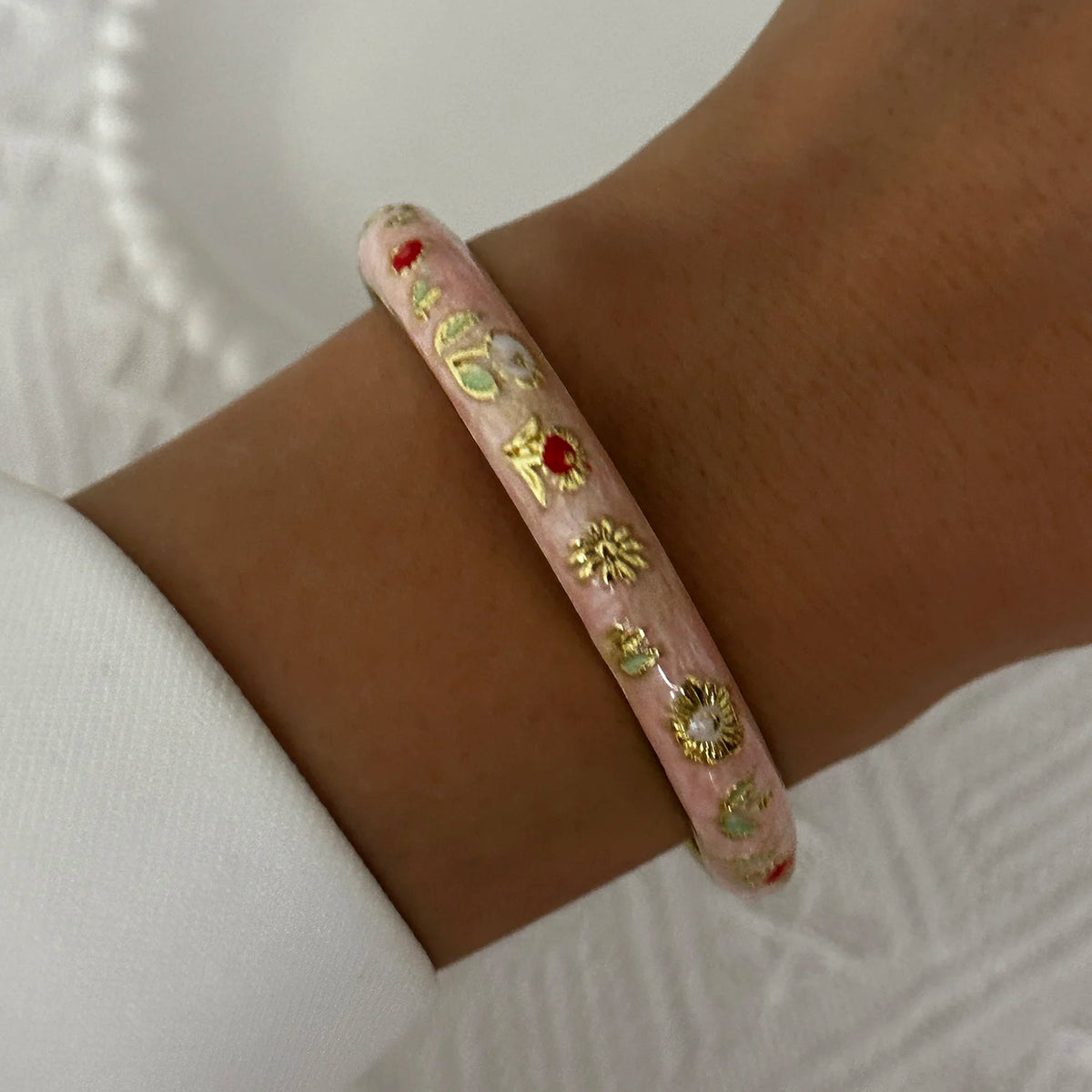 Enamel Flower Gold Bracelet
