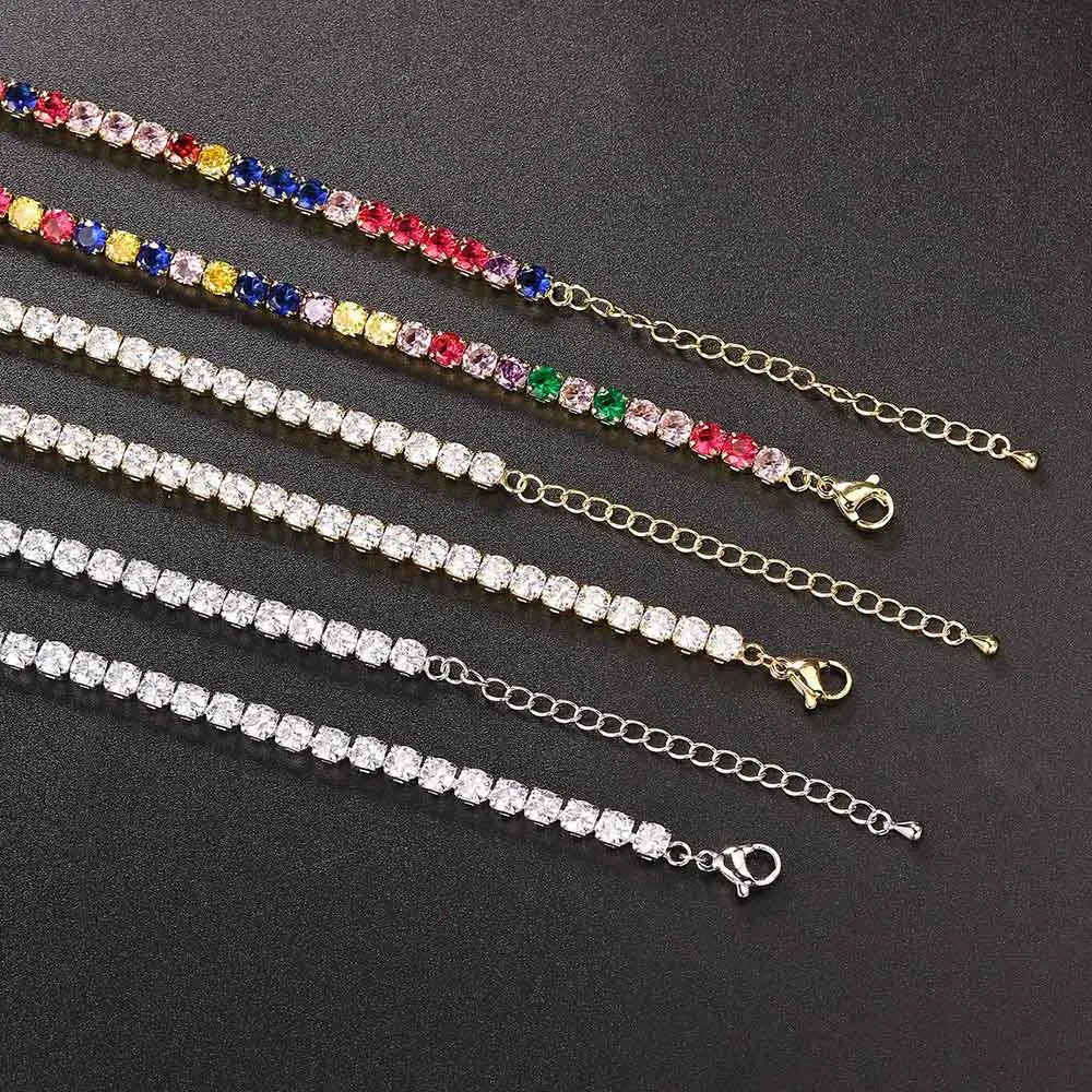 Collier chaîne tennis Hip Hop glacé pour hommes et femmes, luxe avec cristaux de zircon cubique, accessoire de cou court style rock, bijoux OHN016