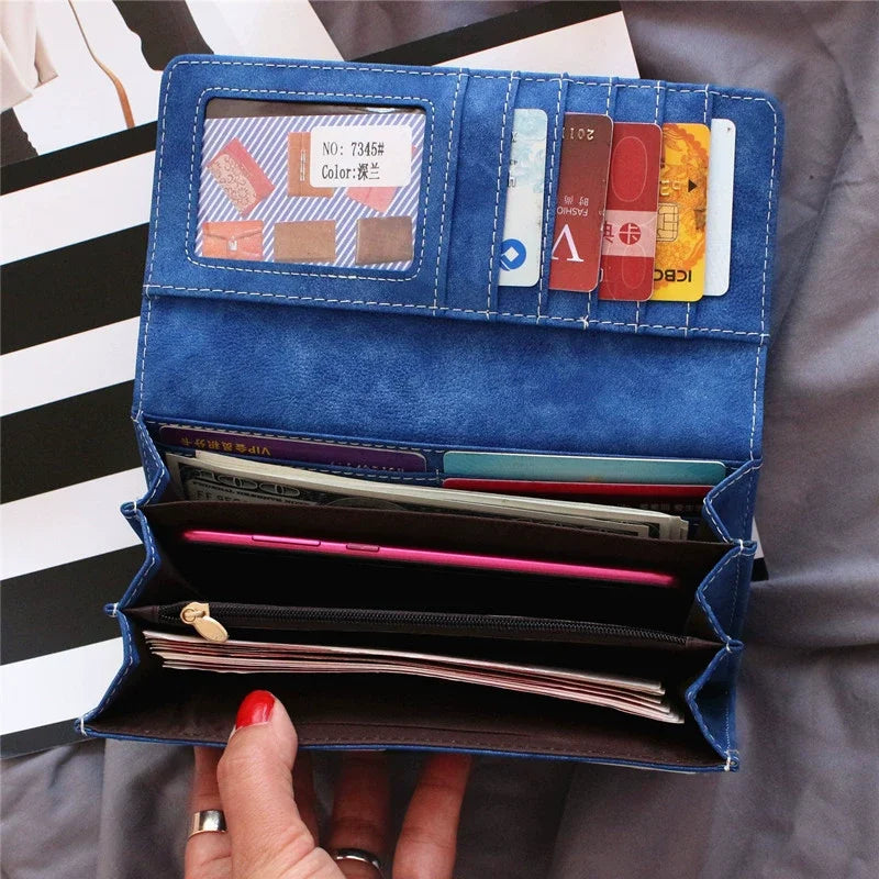 Women's Nubuck Leather RFID Clutch Wallet