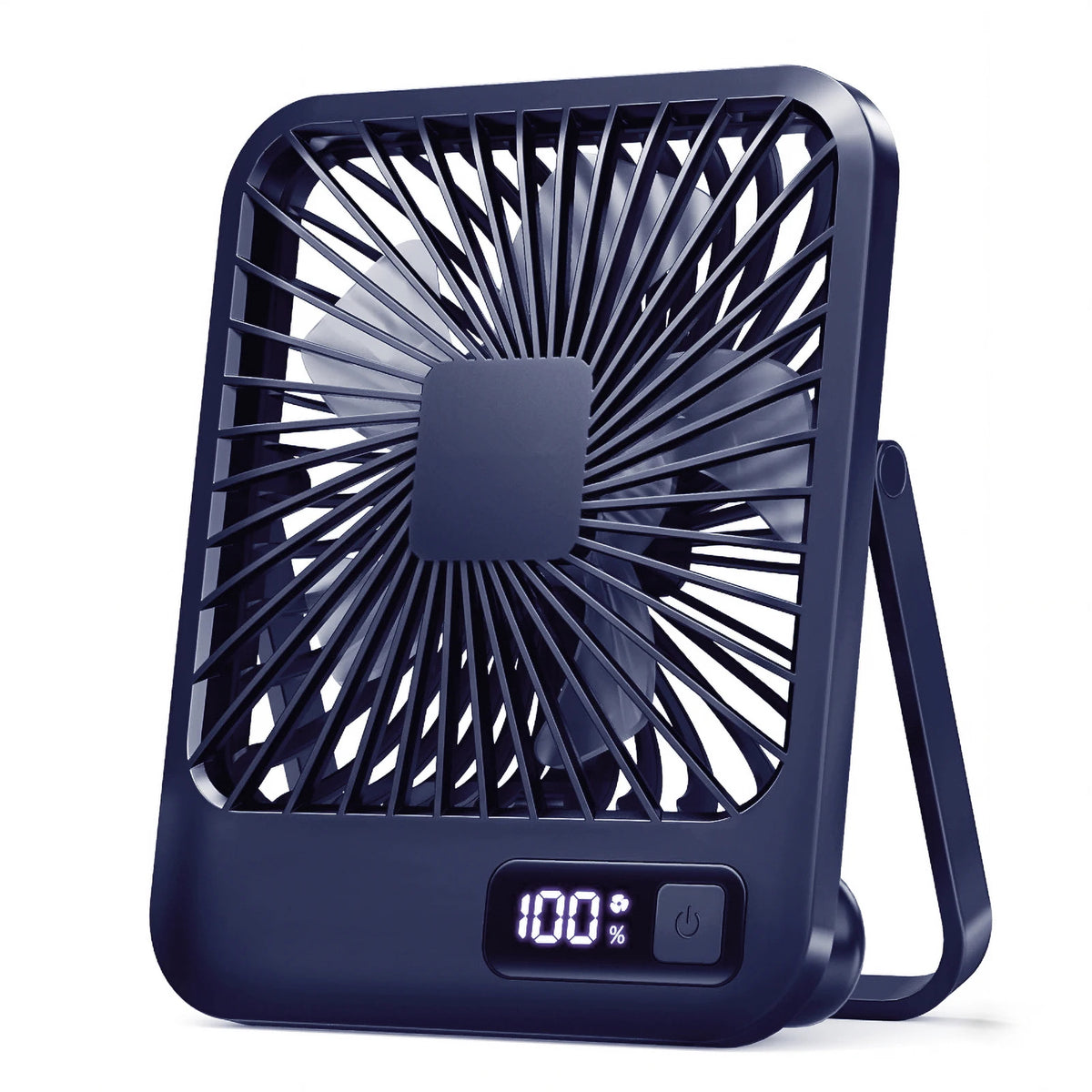 Folding Desk Fan with Power Display, 5 Speeds (USB Rechargeable)