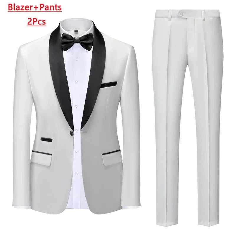 Men's 3-Piece Polyester Viscose Formal Suit – Blazer, Vest & Pants