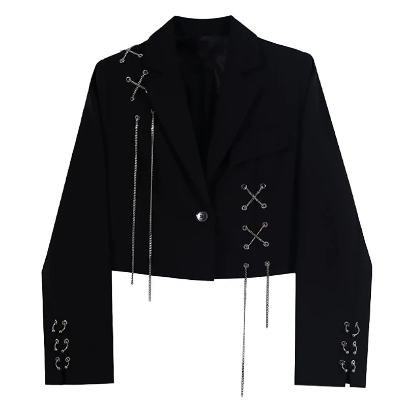 Women's Punk Gothic Cropped Blazer – Metal Chain
