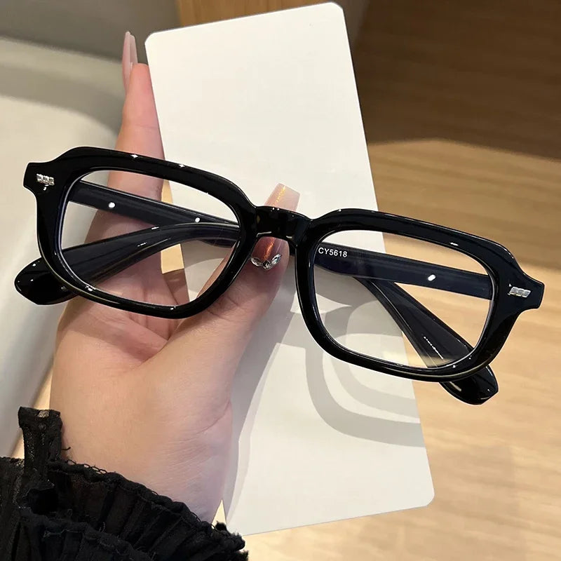 Lunettes anti-lumière bleue unisexe pour hommes et femmes, lunettes d'ordinateur rétro carrées avec rivets, monture transparente anti-lumière bleue
