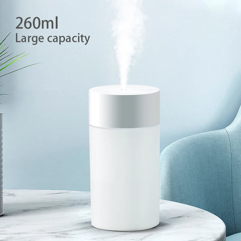 260-ml-Ultraschall-Kaltnebel-Luftbefeuchter mit LED-Lampe