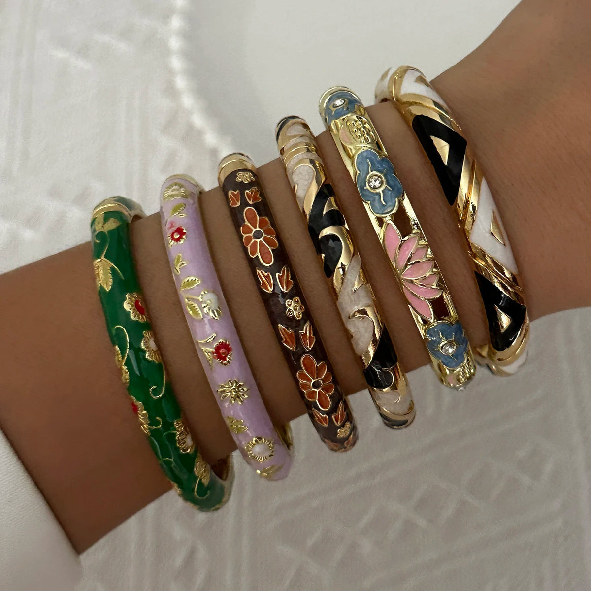 Enamel Flower Gold Bracelet