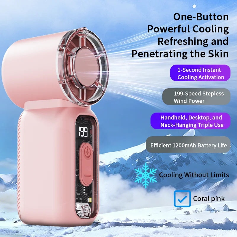 Super Mini Handheld Fan with Digital Display (USB Rechargeable)