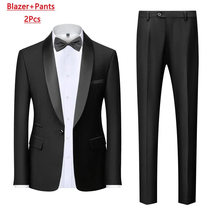 Men's 3-Piece Polyester Viscose Formal Suit – Blazer, Vest & Pants
