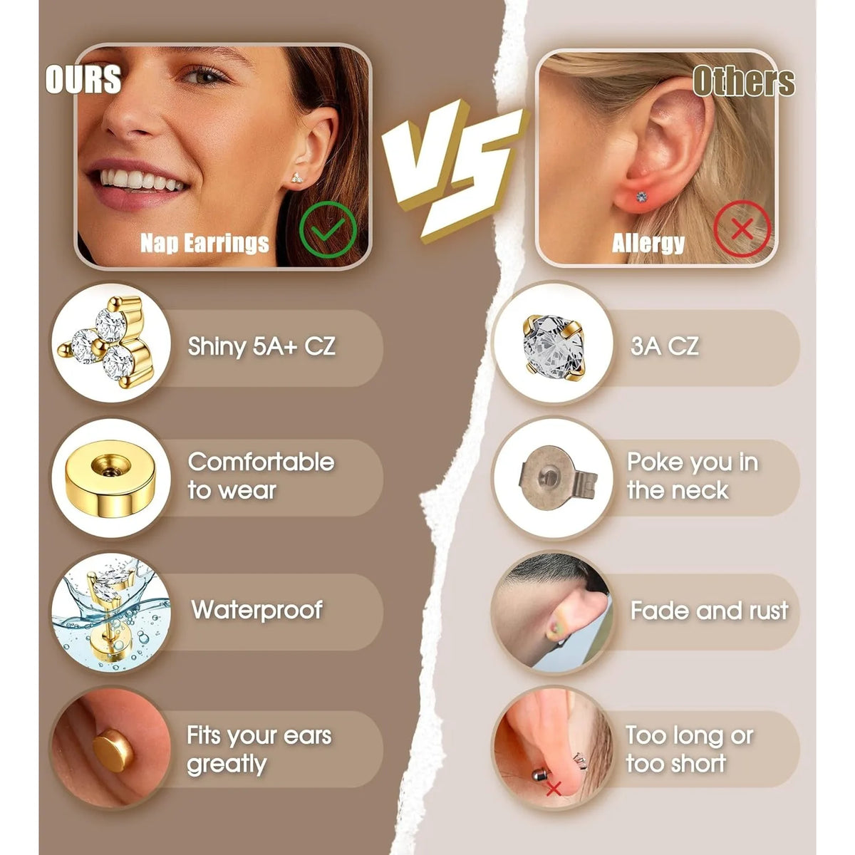 Surgical Steel Flat Back Earrings