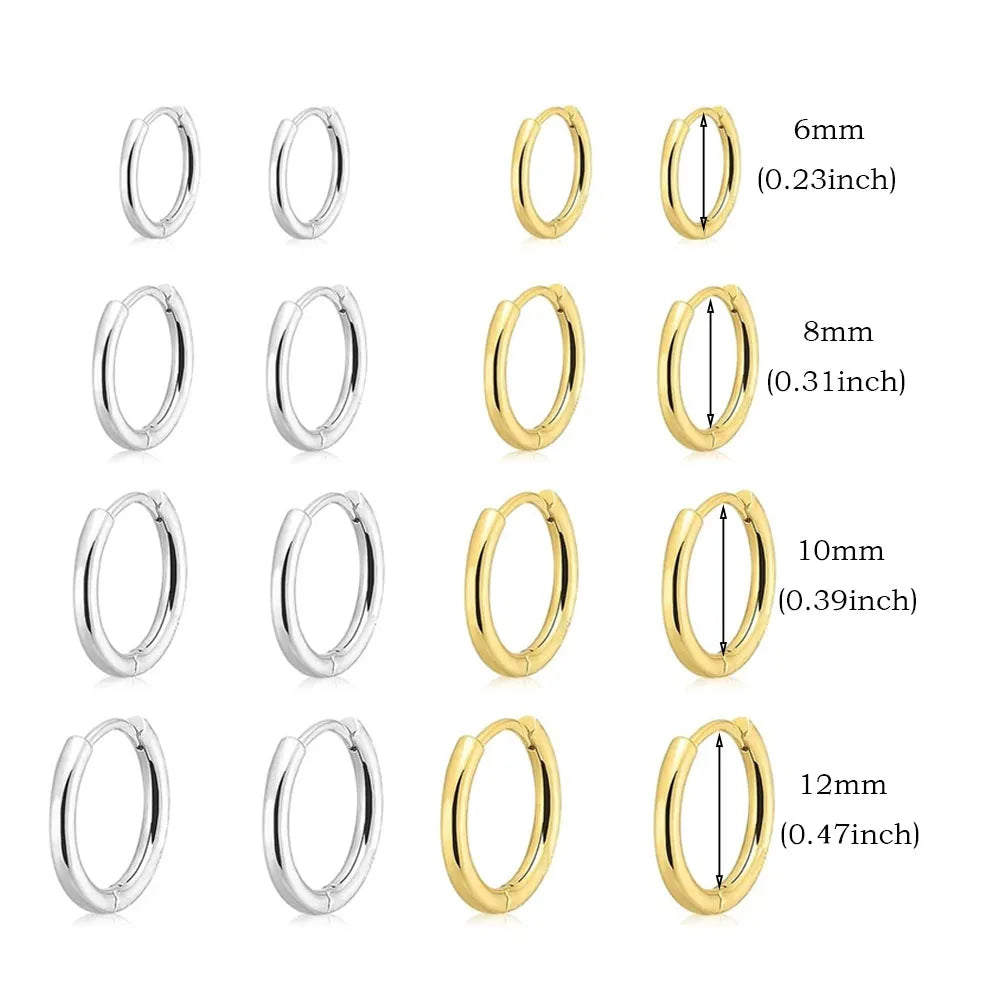 Stainless Hoop Earrings Set