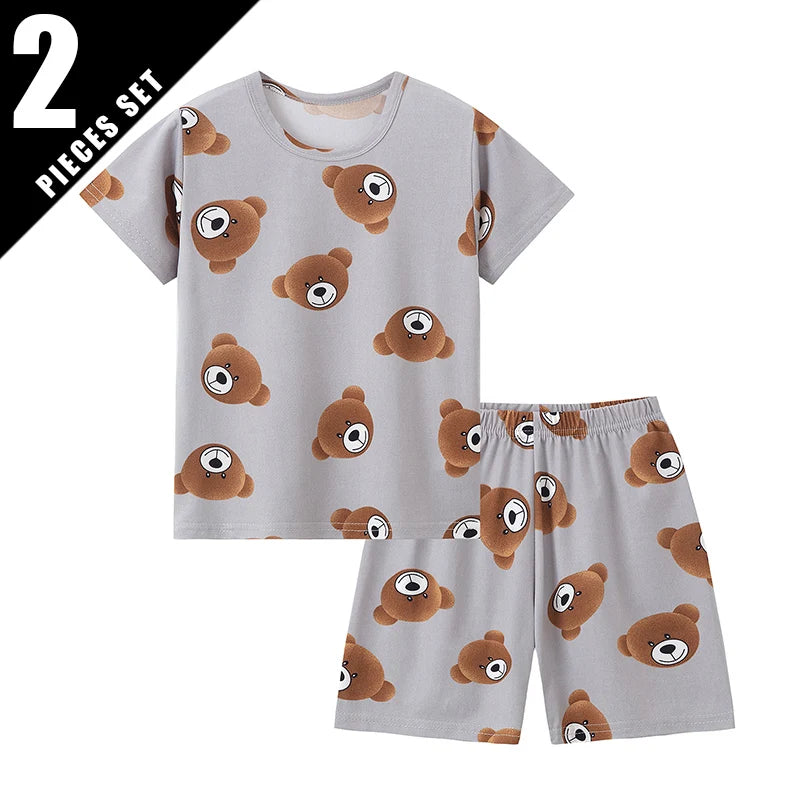 Kids' 2-Piece Bear Print Outfit – T-Shirt & Shorts