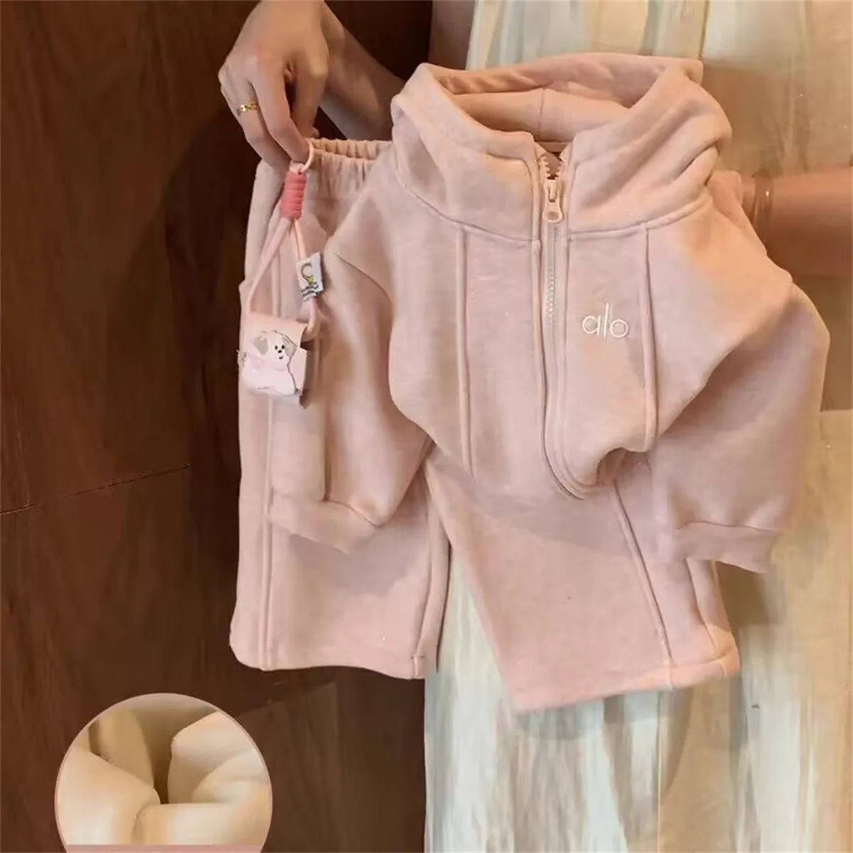 Girls' 2-Piece Fleece-Lined Winter Set – Jacket & Wide-Leg Pants