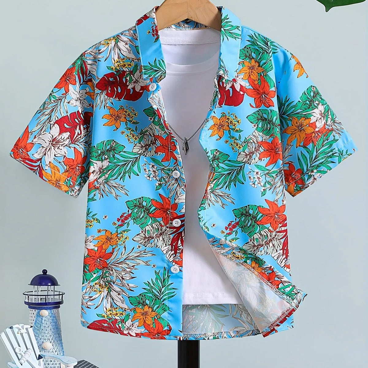 Hawaiian-Hemd für Jungen – Kurzarm, Reverskragen
